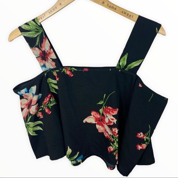 Walter Baker Gigi Cold Shoulder Floral Crop Top South Moon Under Black Size XS - Picture 5 of 10